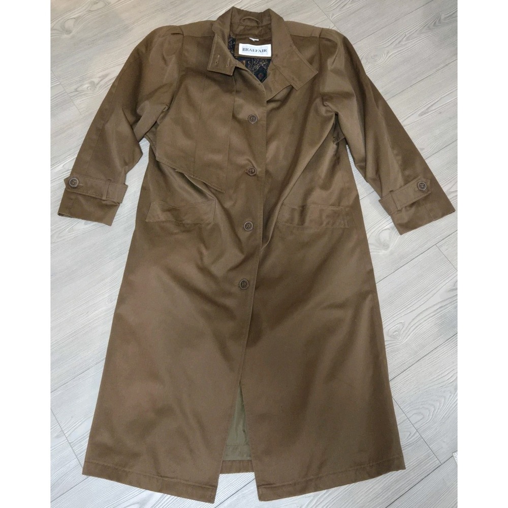 Vintage Braefair Trench Coat Jacket Womens‎ Size 10 Brown /w Liner Shoulderpads